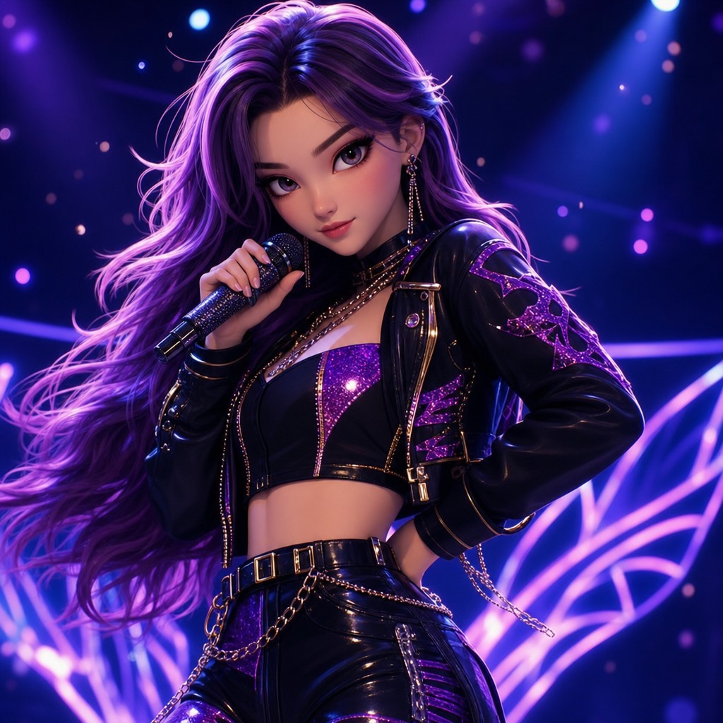 AI-genererad bild av en stiliserad idol, exempel på ett kpop-kort
